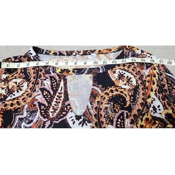 Susan Graver Tribal Paisley Blouse 3/4 sleeves Women's XL All Over Pattern Top - Picture 4 of 6